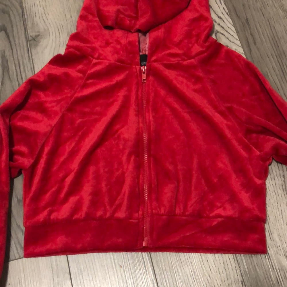 Red cropped zip up